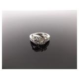 .925 Sterling Silver Infinity Knot Crystal Ring Size 5