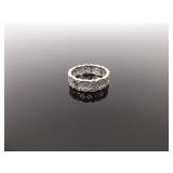 .925 Sterling Silver Art Nouveau Crystal Ring Size 6