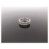 .925 Sterling Silver Art Nouveau Crystal Ring Size 6