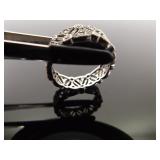 .925 Sterling Silver Art Nouveau Crystal Ring Size 6