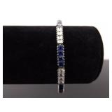 .925 Sterling Silver Sapphire Crystal Tennis Bracelet