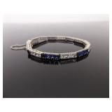 .925 Sterling Silver Sapphire Crystal Tennis Bracelet
