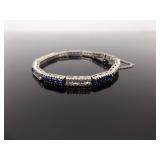 .925 Sterling Silver Sapphire Crystal Tennis Bracelet