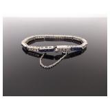 .925 Sterling Silver Sapphire Crystal Tennis Bracelet