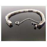 .925 Sterling Silver Sapphire Crystal Tennis Bracelet