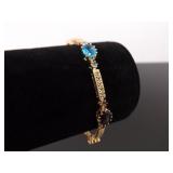 .925 Sterling Silver Multi Color Crystal Vermeil Tennis Bracelet