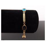 .925 Sterling Silver Multi Color Crystal Vermeil Tennis Bracelet
