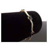 .925 Sterling Silver Sapphire Crystal Vermeil Tennis Bracelet