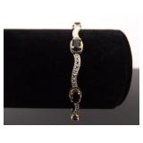 .925 Sterling Silver Sapphire Crystal Vermeil Tennis Bracelet