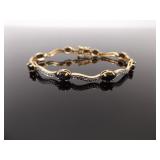 .925 Sterling Silver Sapphire Crystal Vermeil Tennis Bracelet