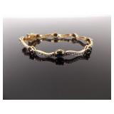 .925 Sterling Silver Sapphire Crystal Vermeil Tennis Bracelet