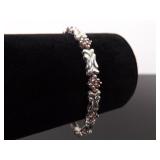 .925 Sterling Silver Pink Sapphire Crystal Fluer Tennis Bracelet