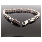 .925 Sterling Silver Pink Sapphire Crystal Fluer Tennis Bracelet
