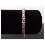 .925 Sterling Silver Pink Sapphire Crystal Vermeil Tennis Bracelet