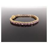 .925 Sterling Silver Pink Sapphire Crystal Vermeil Tennis Bracelet