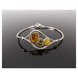 .925 Sterling Silver Amber Cabochon Bracelet