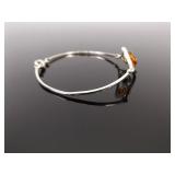 .925 Sterling Silver Amber Cabochon Bracelet