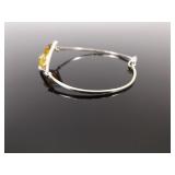 .925 Sterling Silver Amber Cabochon Bracelet
