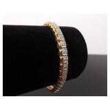 .925 Sterling Silver Diamond Accented Vermeil Tennis Bracelet