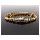 .925 Sterling Silver Diamond Accented Vermeil Tennis Bracelet