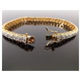 .925 Sterling Silver Diamond Accented Vermeil Tennis Bracelet