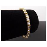 .925 Sterling Silver Crystal Vermeil Tennis Bracelet
