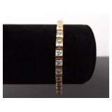 .925 Sterling Silver Crystal Vermeil Tennis Bracelet