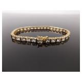 .925 Sterling Silver Crystal Vermeil Tennis Bracelet