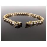 .925 Sterling Silver Crystal Vermeil Tennis Bracelet