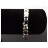 .925 Sterling Silver Panther / Leopard Head Clasp Bracelet