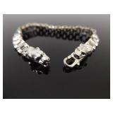 .925 Sterling Silver Panther / Leopard Head Clasp Bracelet