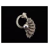 .925 Sterling Silver Art Nouveau Filigree Brooch
