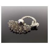 .925 Sterling Silver Art Nouveau Filigree Brooch