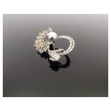 .925 Sterling Silver Art Nouveau Filigree Brooch