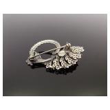 .925 Sterling Silver Art Nouveau Filigree Brooch