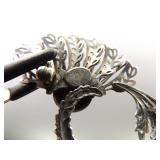 .925 Sterling Silver Art Nouveau Filigree Brooch