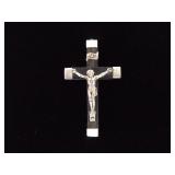 .925 Sterling Silver and Ebony Christian Cross Pendant