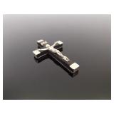 .925 Sterling Silver and Ebony Christian Cross Pendant