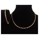 .925 Sterling Silver Twist Vermeil Bracelet and Necklace Set