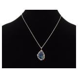 .925 Sterling Silver Azurite Pendant Necklace