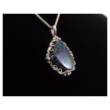 .925 Sterling Silver Azurite Pendant Necklace