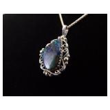 .925 Sterling Silver Azurite Pendant Necklace