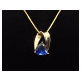 .925 Sterling Silver Sapphire Crystal Vermeil Pendant Necklace