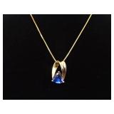.925 Sterling Silver Sapphire Crystal Vermeil Pendant Necklace