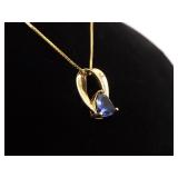 .925 Sterling Silver Sapphire Crystal Vermeil Pendant Necklace