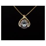 .925 Sterling Silver Topaz Diamond Accented Vermeil Pendant Necklace