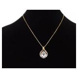 .925 Sterling Silver Topaz Diamond Accented Vermeil Pendant Necklace
