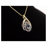 .925 Sterling Silver Topaz Diamond Accented Vermeil Pendant Necklace