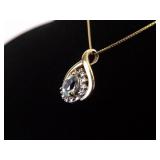 .925 Sterling Silver Topaz Diamond Accented Vermeil Pendant Necklace