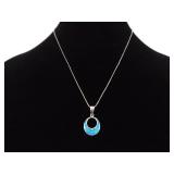 .925 Sterling Silver Inlayed Opal Shield Pendant Necklace